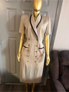 Danny & Nicole Beige Dress with Black Trim